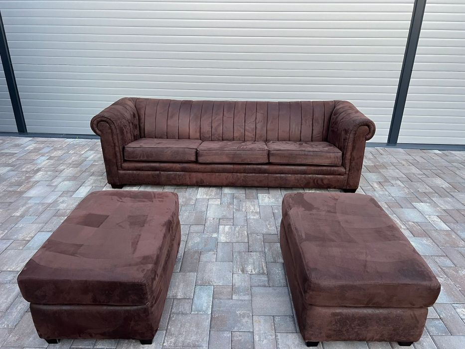 Canapea Sufragerie Alcantara  XXXL  4 locuri  inclus 2 Tabureti