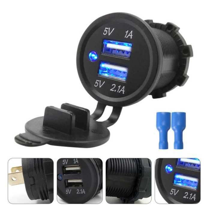 Двойно USB зарядно Automat, 12 - 24V, Черен