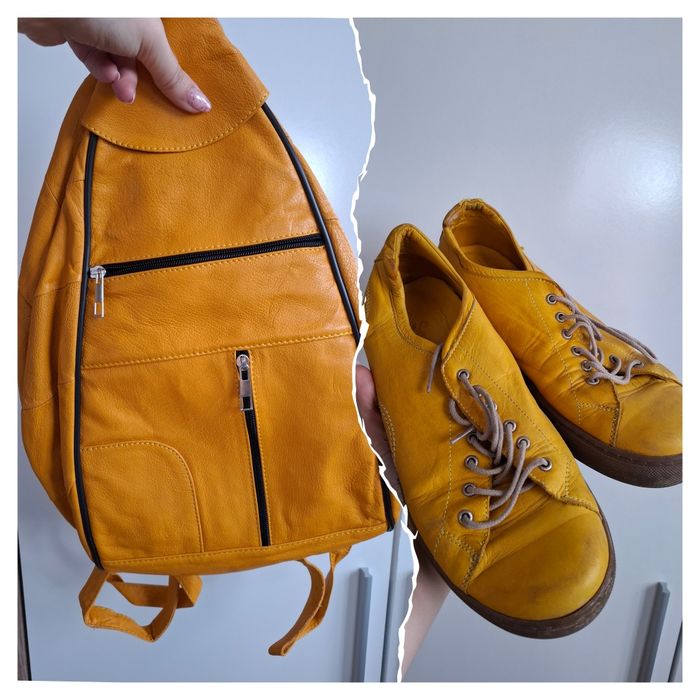 Дамска раница, естествена кожа+ маратонки