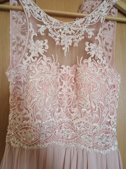 Официална дълга розова рокля