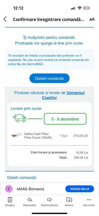 Vand patut + saltea cocos NEFOLOSITE