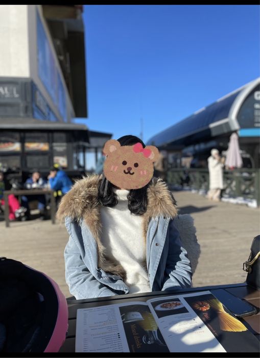 Джинсовая парка, мех натуральный