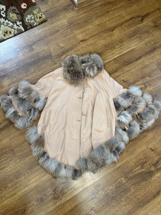 Geaca de piele naturala cu blana de vulpe