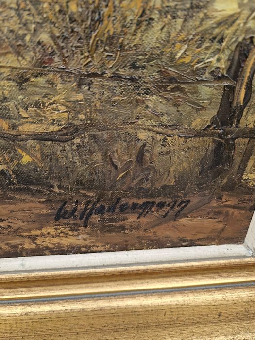 Уникална огромна антикварна майсторска авторска картина масло платно