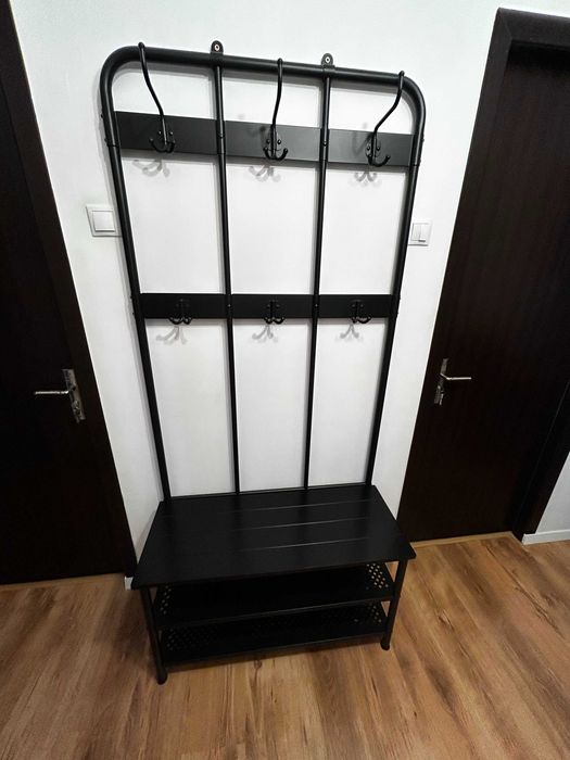 Cuier+bancă pantofi, negru, Ikea