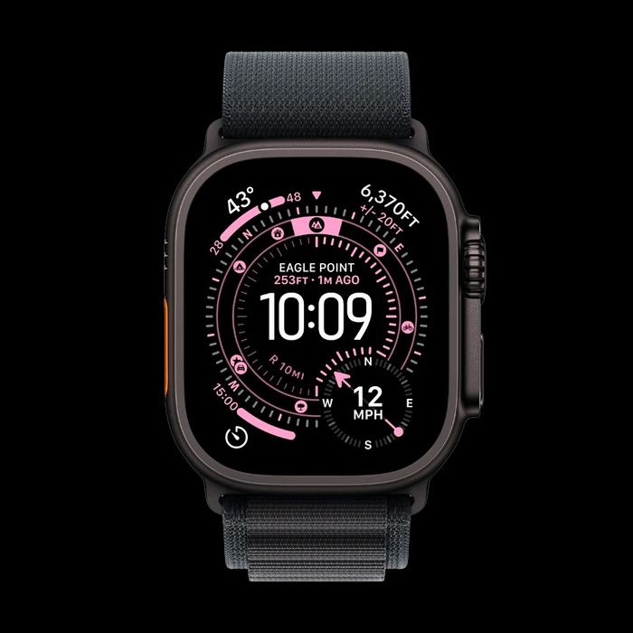 Apple Watch Ultra 3, Black Alpine Loop, L, 49мм, Чёрный