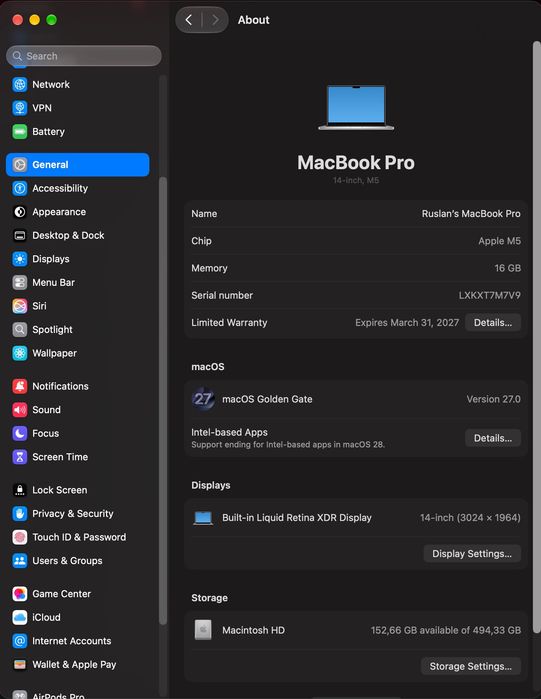 MacBook Pro 14 M5, 16/512, Серебрянный