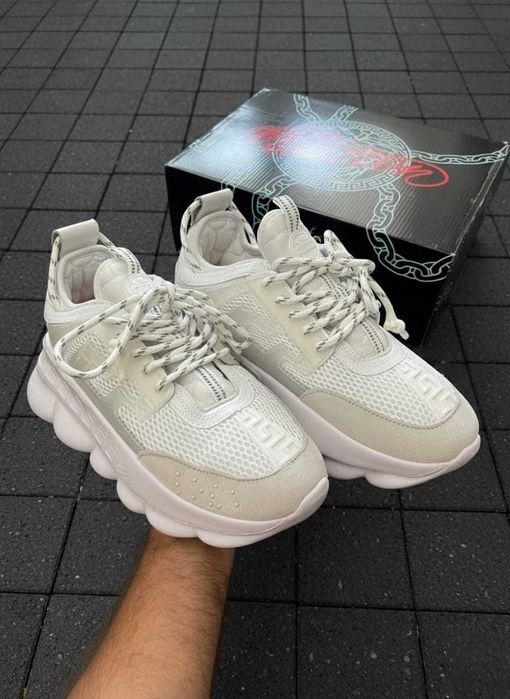 Versace Chain Reaction Alb - Piele Naturala - Full Box