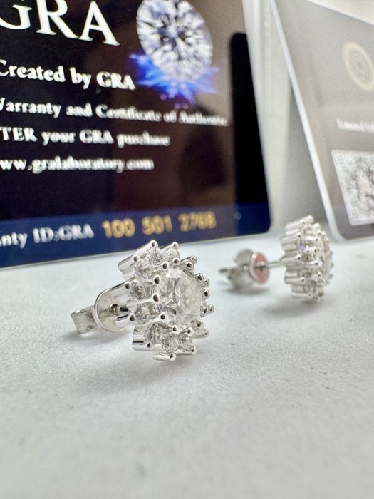 Сребърни обеци с мойсанит (диамант) 0.5 карата