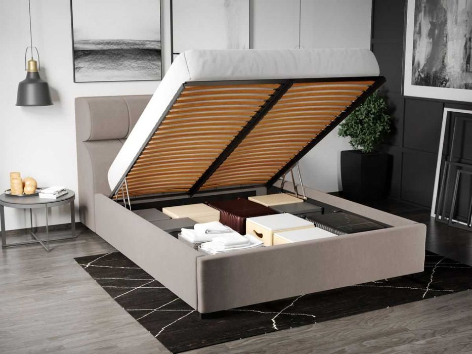 Pat Tapitat Galileo Bej Jasmine 22 somiera rabatabila+lada depozitare