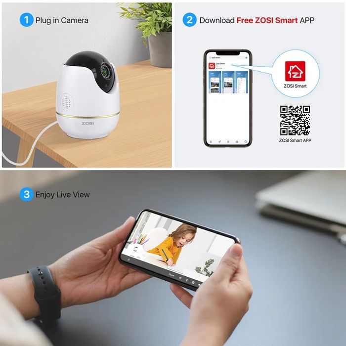 IP Camera Zosi (Original) HD 1080P Двойное аудио 360°