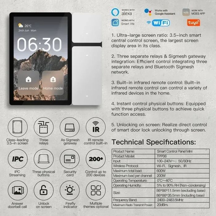 Умная панель управления контроллер Tuya Smart, Smart controller Tuya