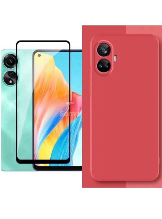 Husa Soft Liquid Catifea si Folie Sticla OPPO A38/A58/A78/A98/A79/A59