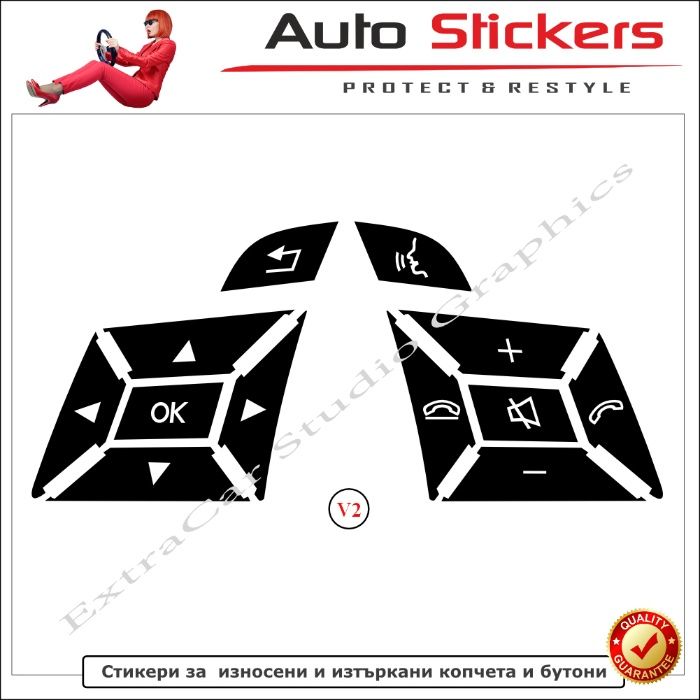 Стикери (Лепенки) за износени и изтъркани копчета и бутони-Мерцедес