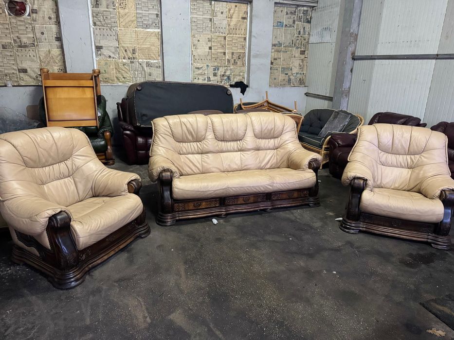 Гарнитура естествена кожа