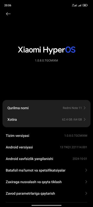 Redmi note 11  karopka daqument