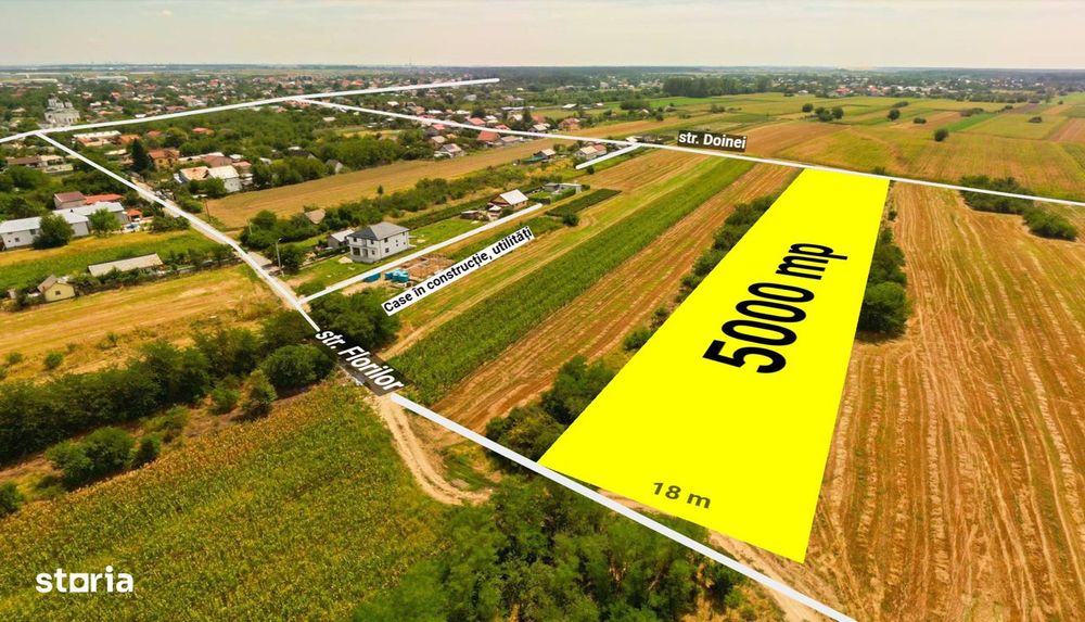 Teren intravilan construibil Bolintin Deal 5000 mp – dublă deschidere