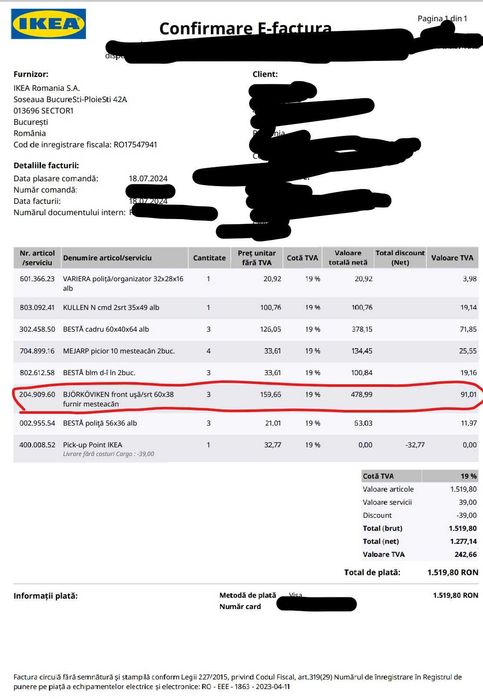 3 uși IKEA BJÖRKÖVIKEN 60x38 cm – furnir mesteacăn front usa sertar