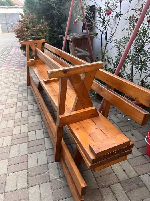 Set 2 banci din lemn pentru foisor sau exterior