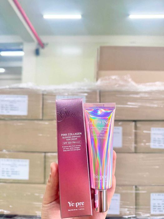 YE:PRE розовый коллагеновый ампульный солнцезащитный крем SPF50+