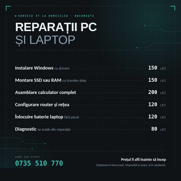 Reparatii PC si laptop - Bucuresti si prin curier in toata tara