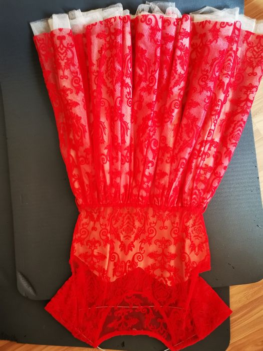 Rochie rosie craciun dantela xs