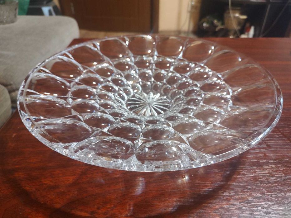 Fructiera Platou foarte mare din Cristal gravat model bubble