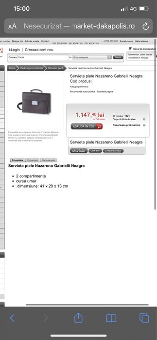 Geanta acte/ servieta barbat de piele