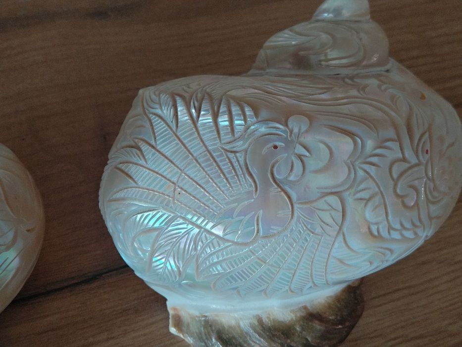 Продавам седефени рапани с ръчна резба върху тях