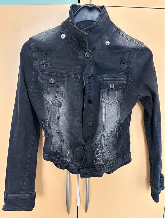 Черно късо женско дънково яке