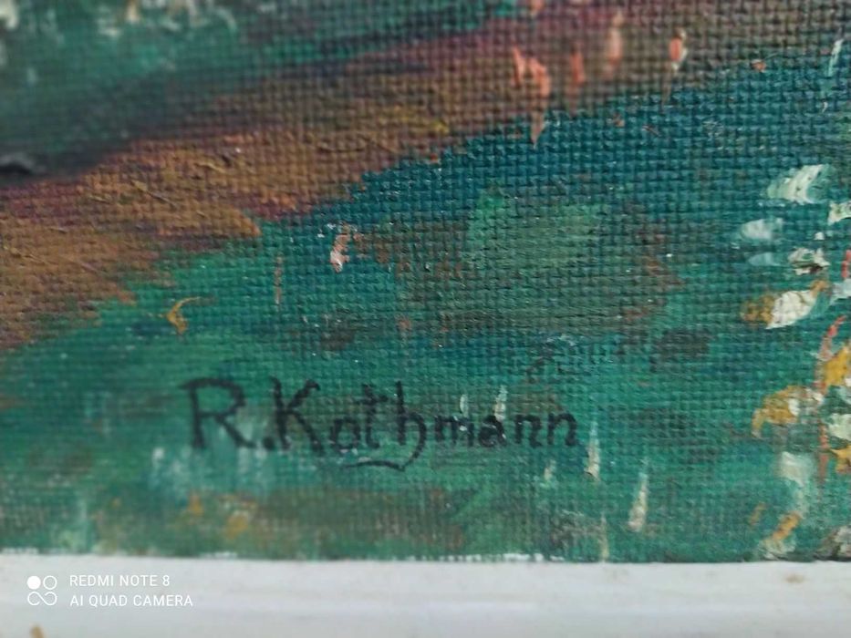 Pictura in ulei veche de R.Kothmann 135cmx75cm.
