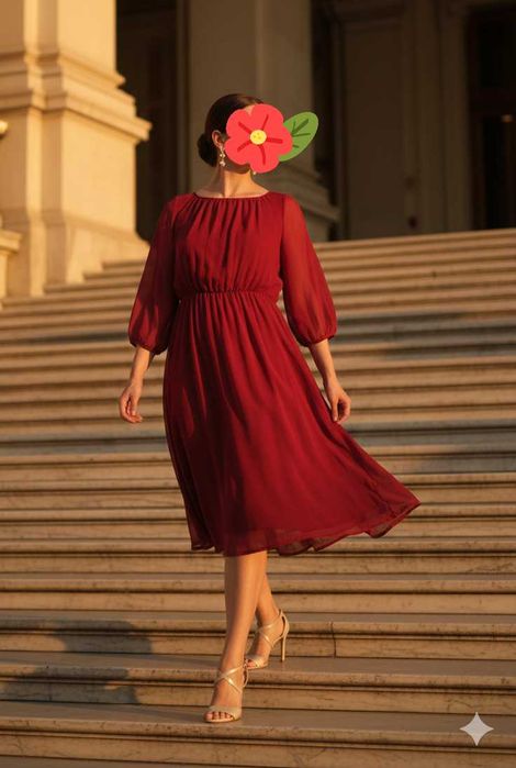Rochie eleganta dama culoare burgund