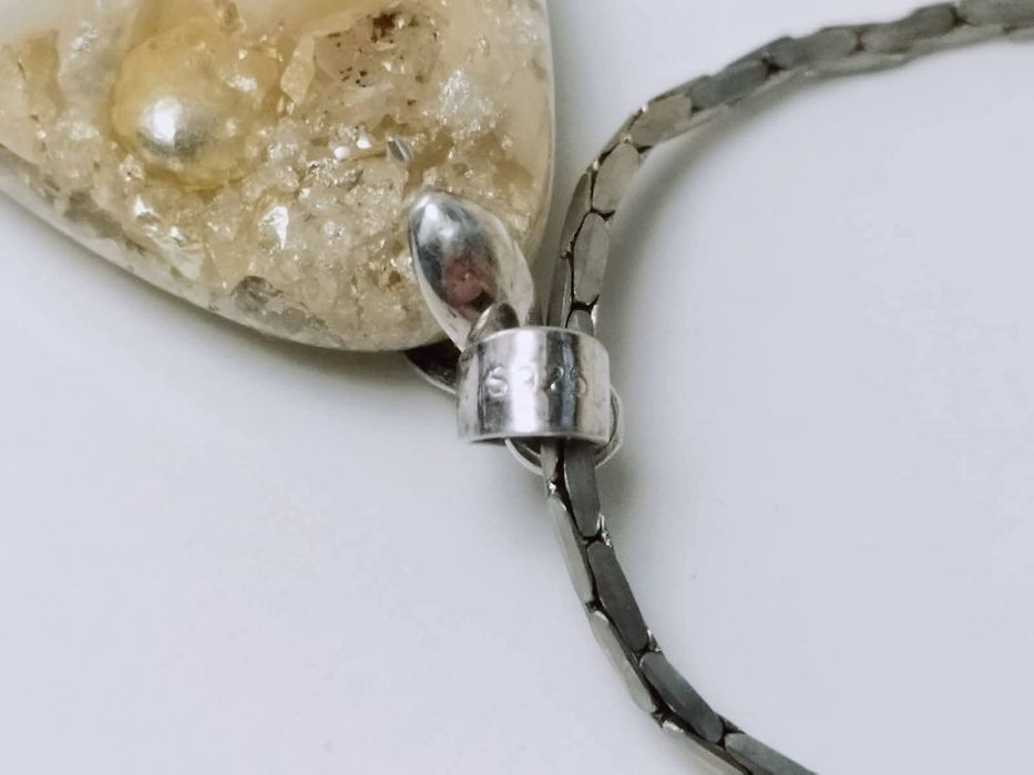 Vechi colier/lant din argint de 925, cu pandantiv cu piatra lunii