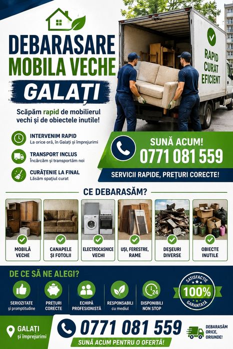 Firma de debarasare mobila veche din apartamente Galati