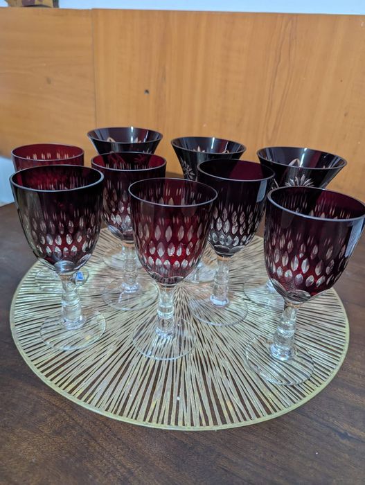 Set pahare cristal roșu (rubin)