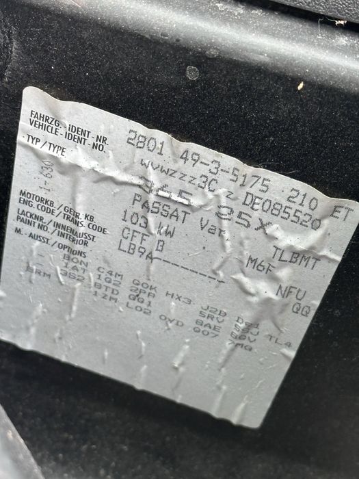 Dezmembrez / Dezmembrari passat b7 2.0 cffb