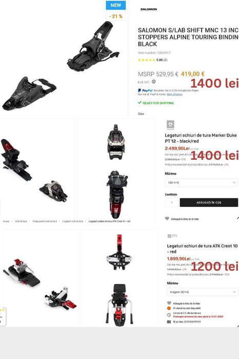 Clapari ski de tura legaturi Dynafit Fischer Movement Salomon legaturi