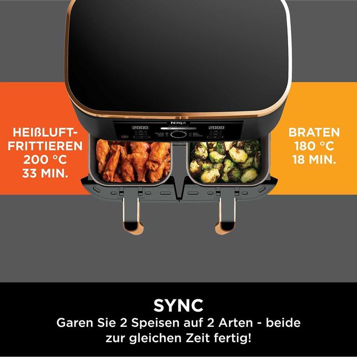 Двузонов фритюрник с горещ въздух Ninja Foodi Dual Zone AF400EUCP 9.5L
