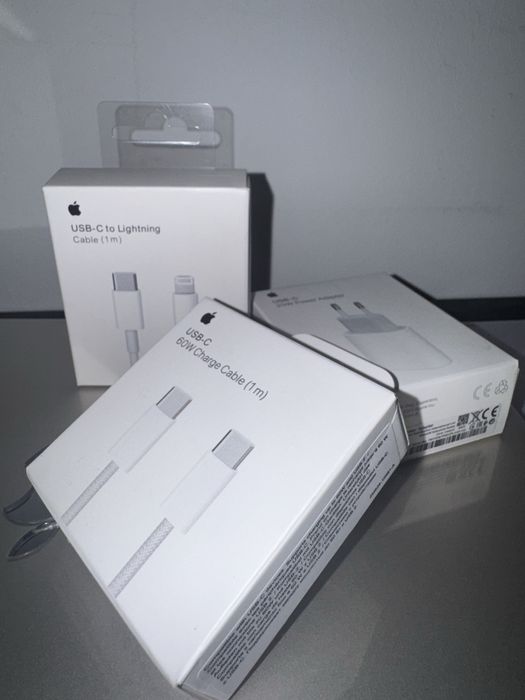 ПРОМО ОФЕРТА:  Кабел за зареждане USB C/Lightning + USB C Адаптер за iPhone X/11/12/13/14/15/16/17 Mini, Plus, Air, Pro и Pro Max