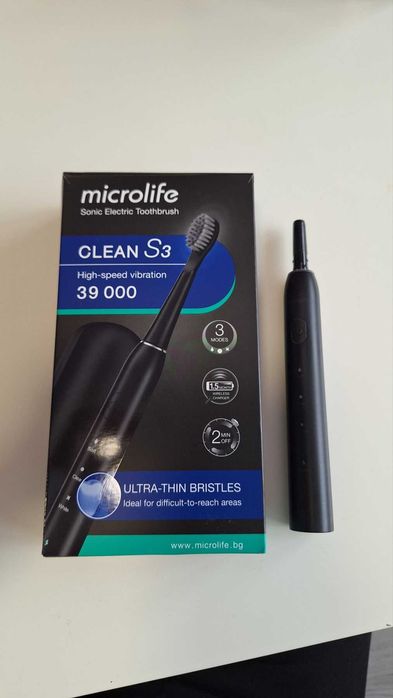 2бр Microlife Clean S3 и S5 Звукова електрическа четка за зъби черна