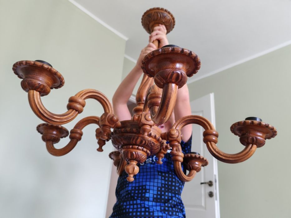 Candelabru 6 brate lemn