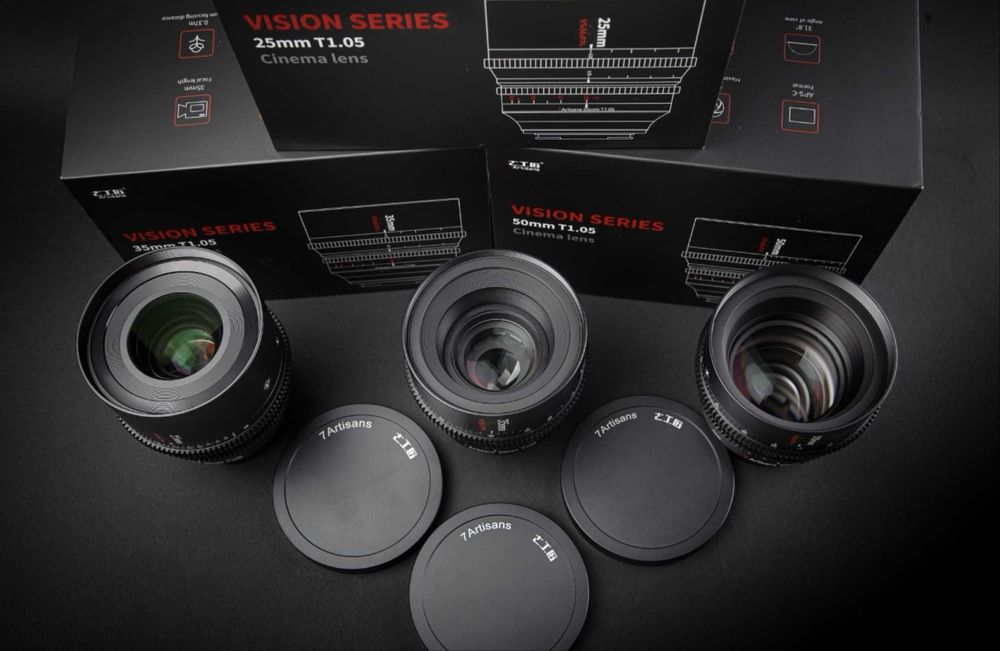 7 Artisans T1.05 Cine Obiectiv 25mm, 35mm, 50mm E Mount Sony, Manual Focus Set