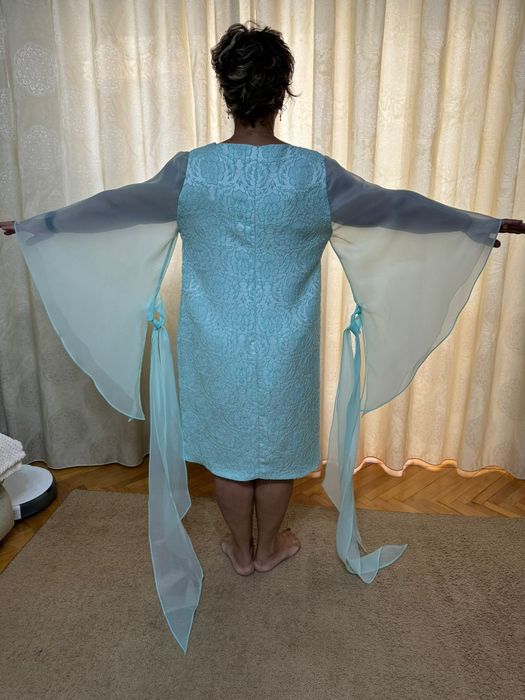 Rochie de ocazie, model deosebit, culoare turcoaz