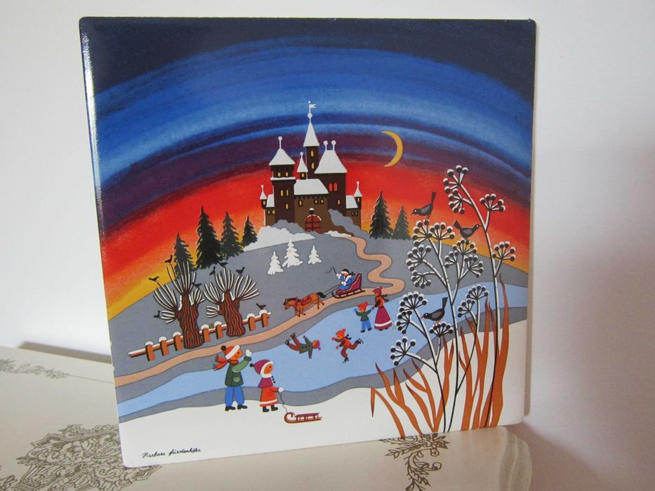 cadou rar Placa ceramica Iarna Castel de vis Bavaria de F.Barbara 1980
