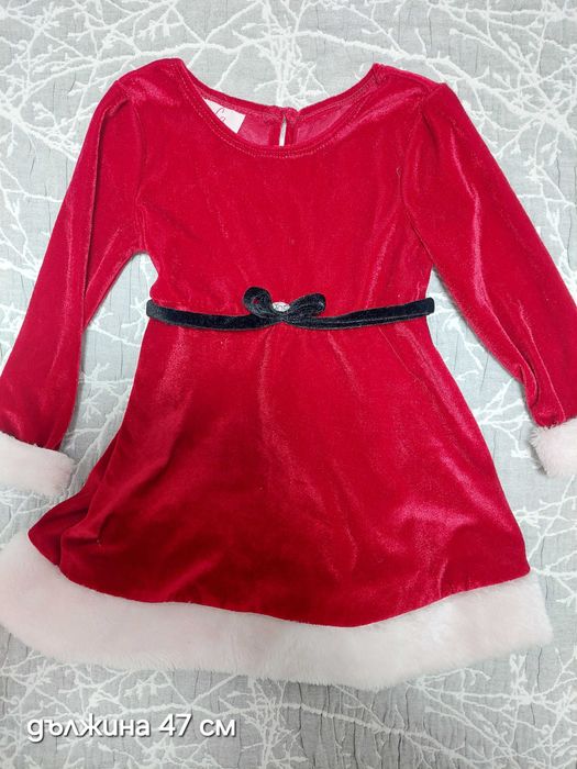 Детска коледна рокля червена каре