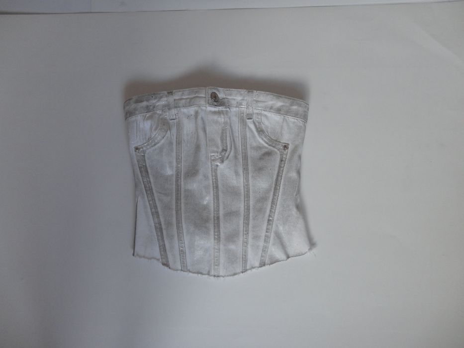 Бял дънков топ zara