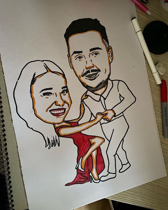 Caricaturi realizate in culori +rama si impachetare cadou