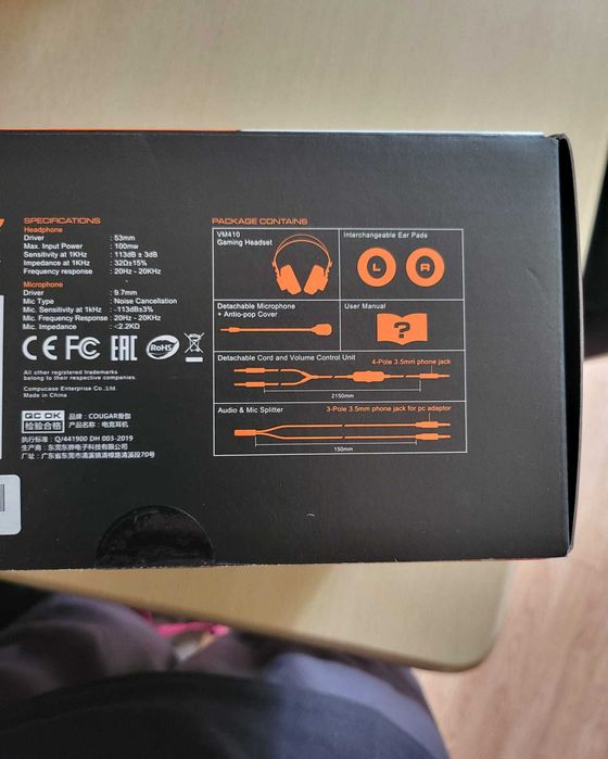 Casti Gaming Cougar VM410 Black /NOI ( Sigilate/Garantie 23 Mai 2026 )