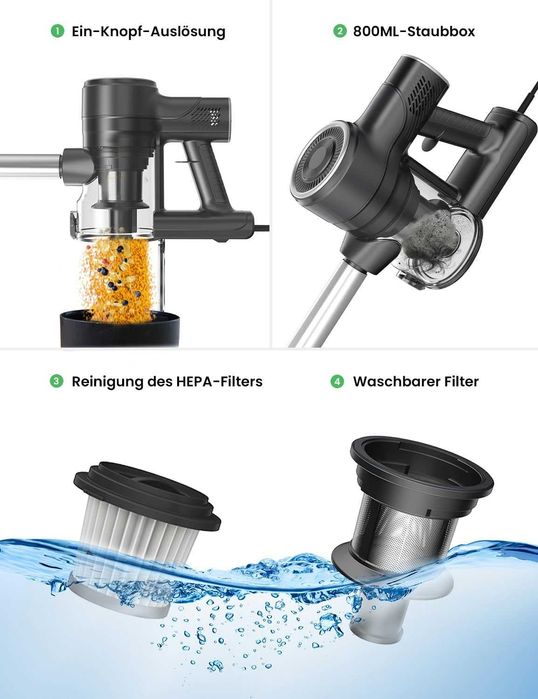 Прахосмукачка Vexilar, 5 в 1, 600W, 28 Kpa, 7-метров кабел, лека