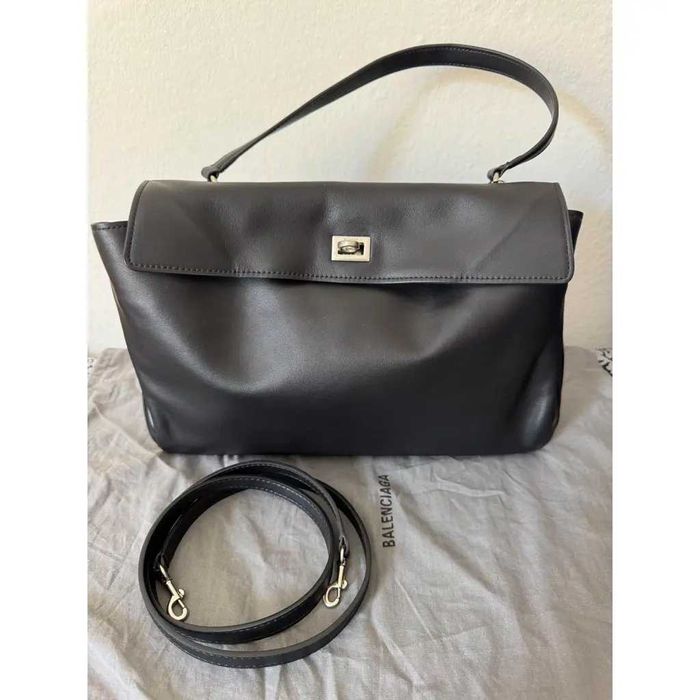 Balenciaga черна чанта баленсиага голяма дълга дръжка естествена кожа